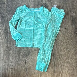 Little Me 2t Aqua Striped Bamboo Pajama Set
